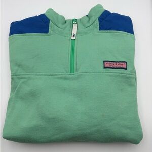 Vineyard Vines Green and Blue Pull over quarter zip 100% cotton size Large